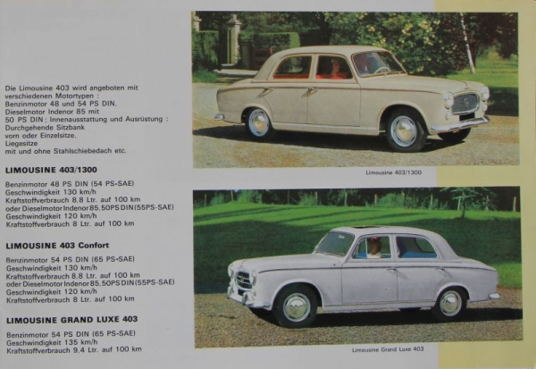 Peugeot 403 Modelprogram 1965 Carbrochure (7096)